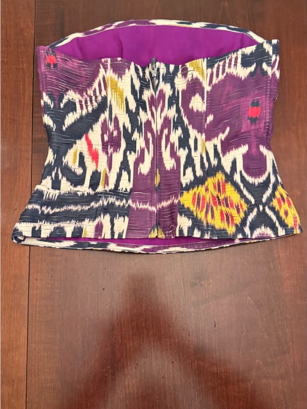 Ralph Lauren Purple Label Esteri Ikat-Print Nappa Leather Bustier - Picture 6 of 10